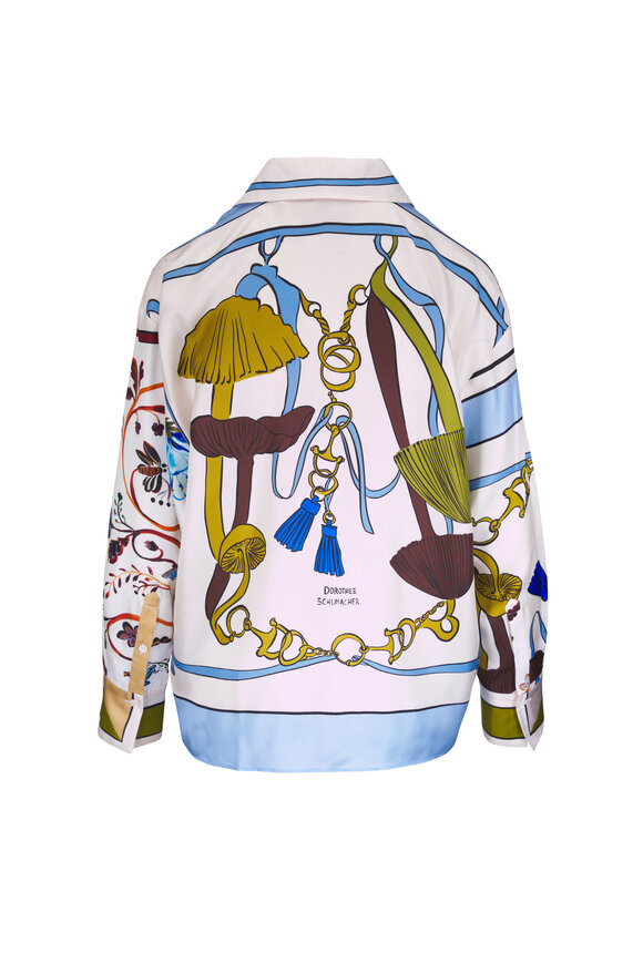 Dorothee Schumacher Cosmic Funghi Blue Multicolor Silk Blouse - view 2