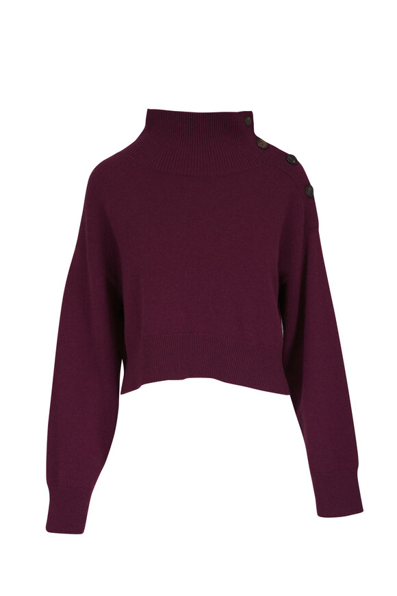 Brunello Cucinelli Burgundy Cashmere Cropped Sweater