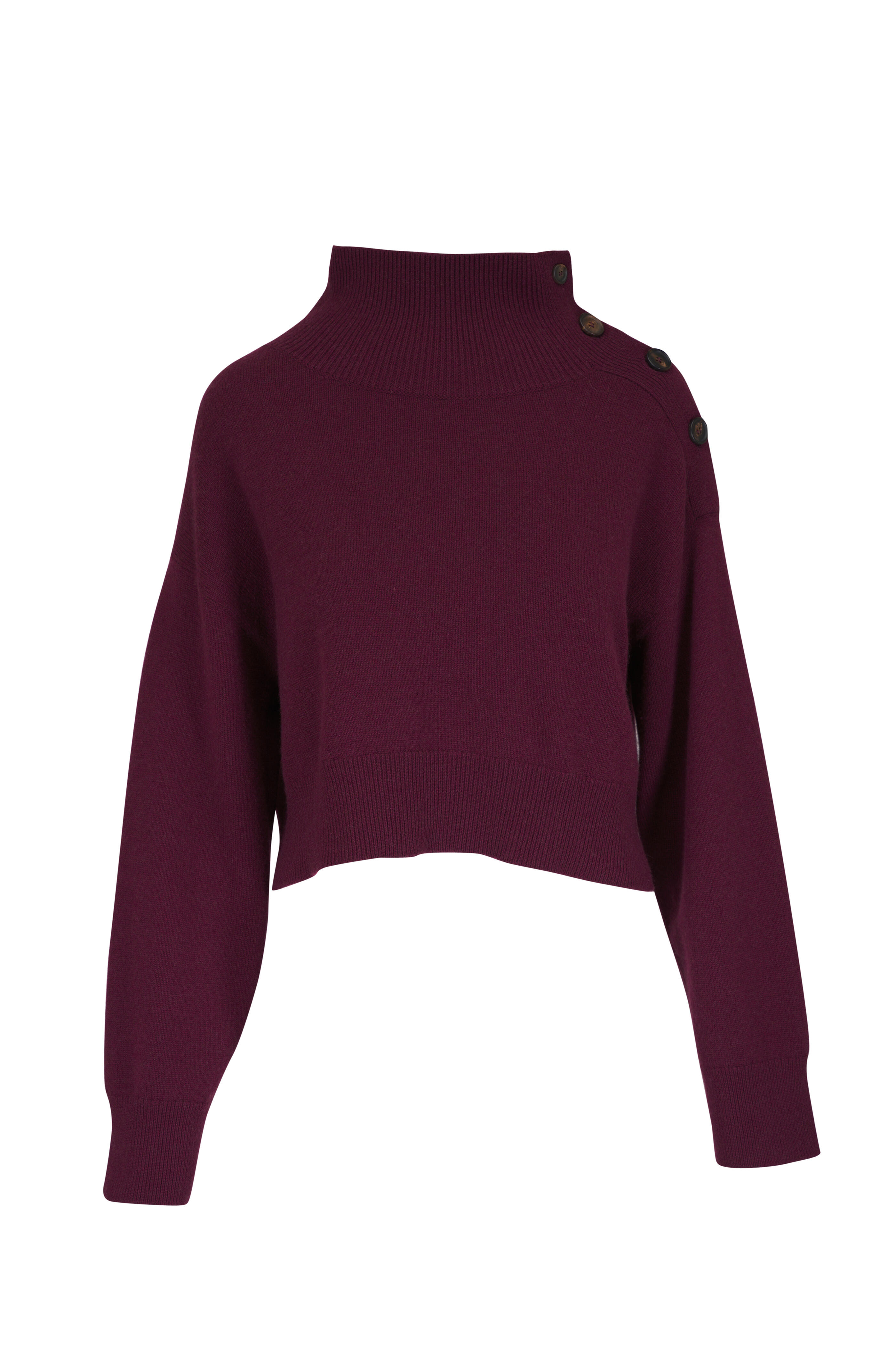 Brunello Cucinelli - Burgundy Cashmere Cropped Sweater Brunello Cucinelli - Burgundy Cashmere Cropped Sweater