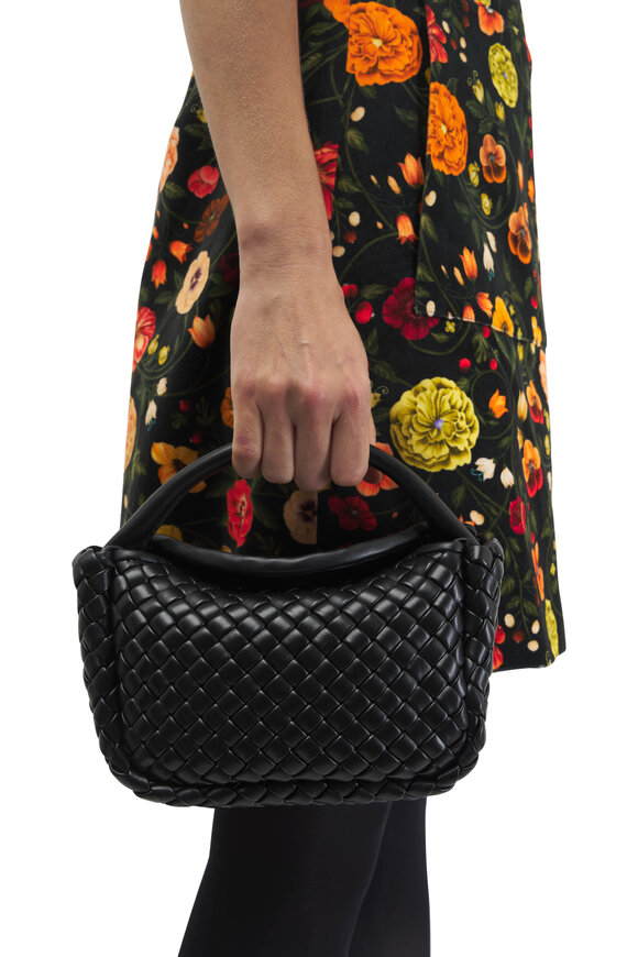 Bottega Veneta - Mini Cobble Black Leather Top-Handle Bag