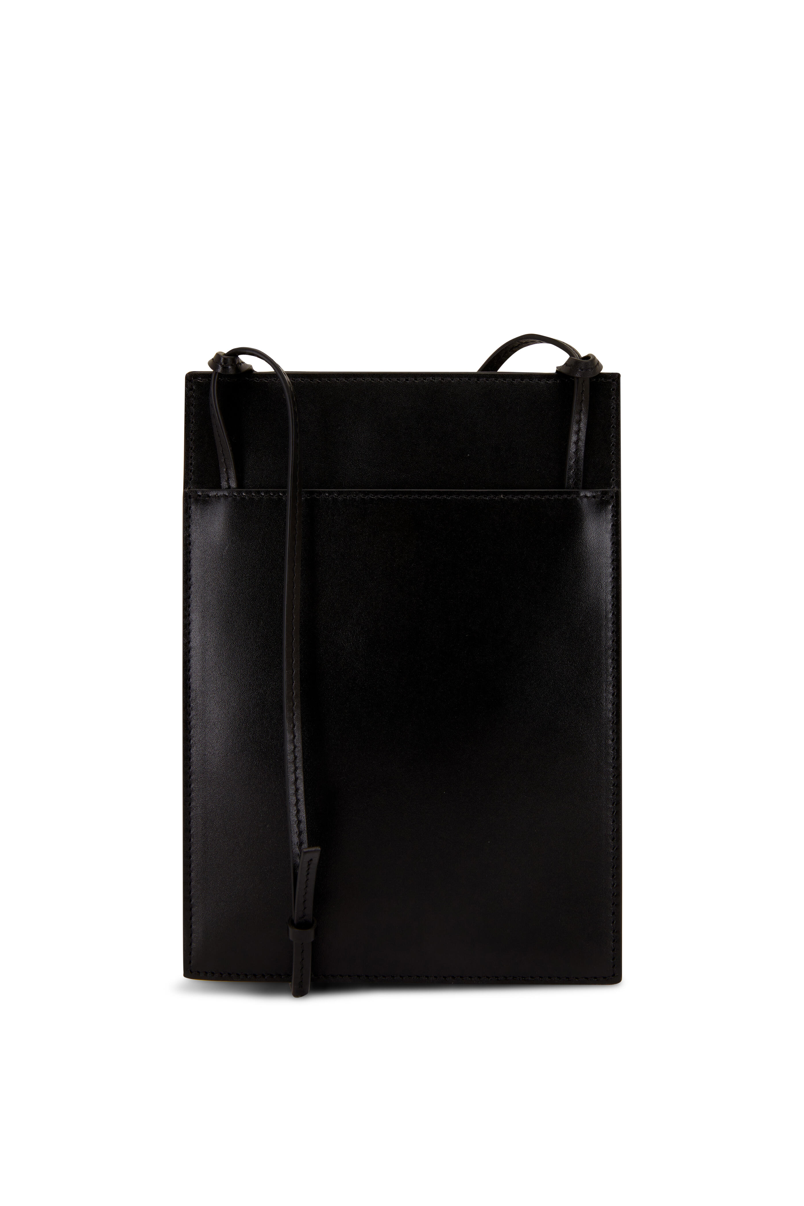 The Row - Debee Double Black Leather Shoulder Bag