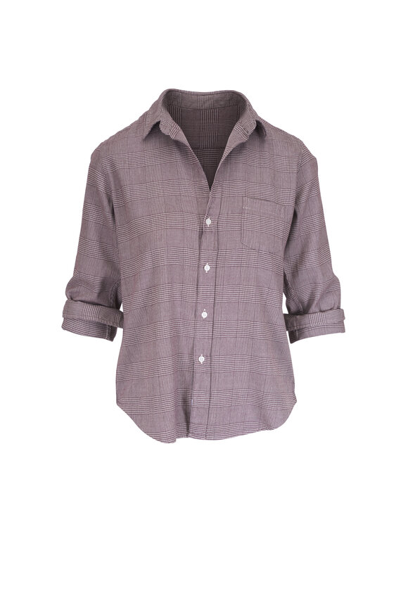 Frank & Eileen Barry Brown Plaid Tailored Button Down