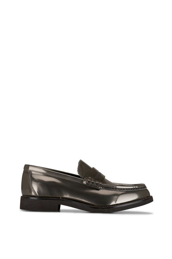 Brunello Cucinelli - Silver Metallic Leather Loafer 