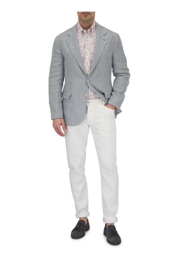 Brunello Cucinelli - Gray Melange Linen, Wool & Silk Sportcoat 