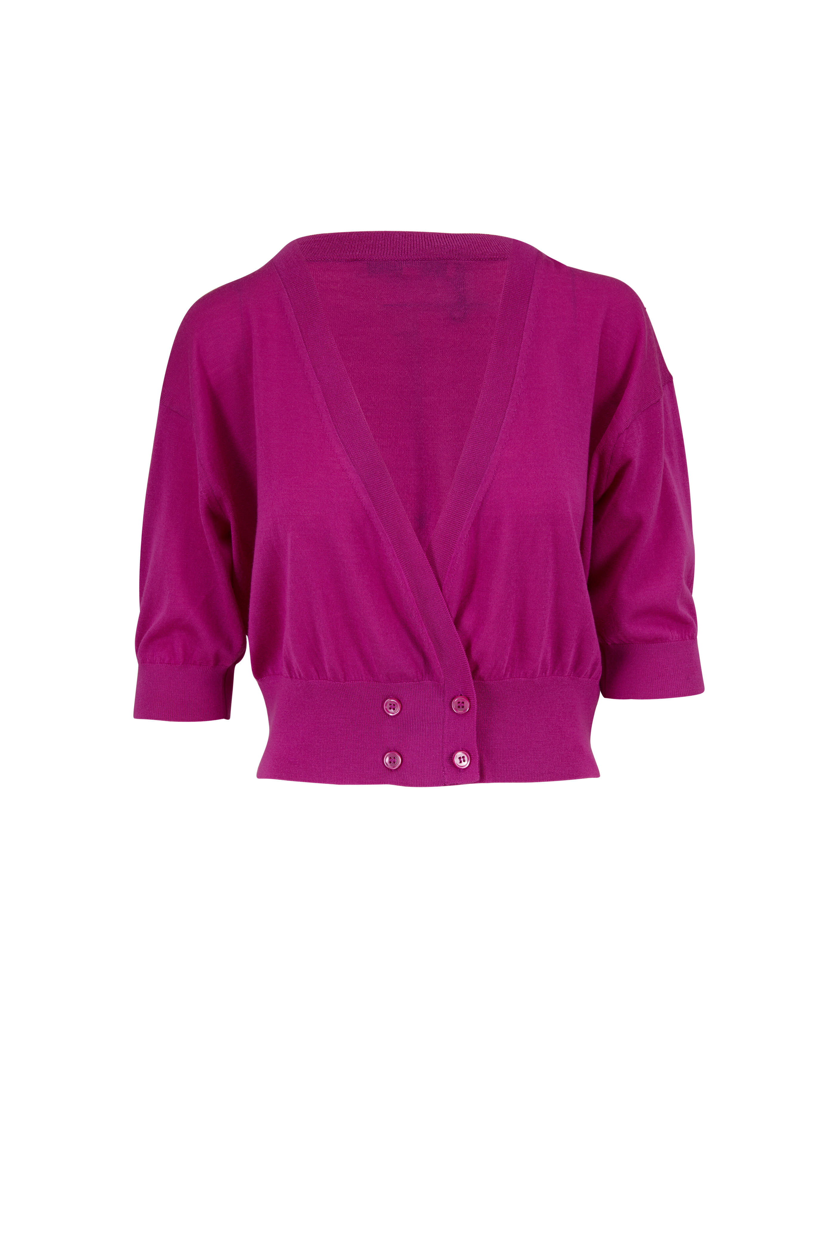 Dorothee Schumacher - Fuchsia Lightweight Elbow Sleeve Cropped Cardigan