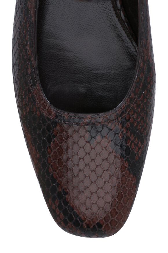 Le Monde Béryl Chocolate Leather Embossed Mary Jane Ballet Flat - view 5