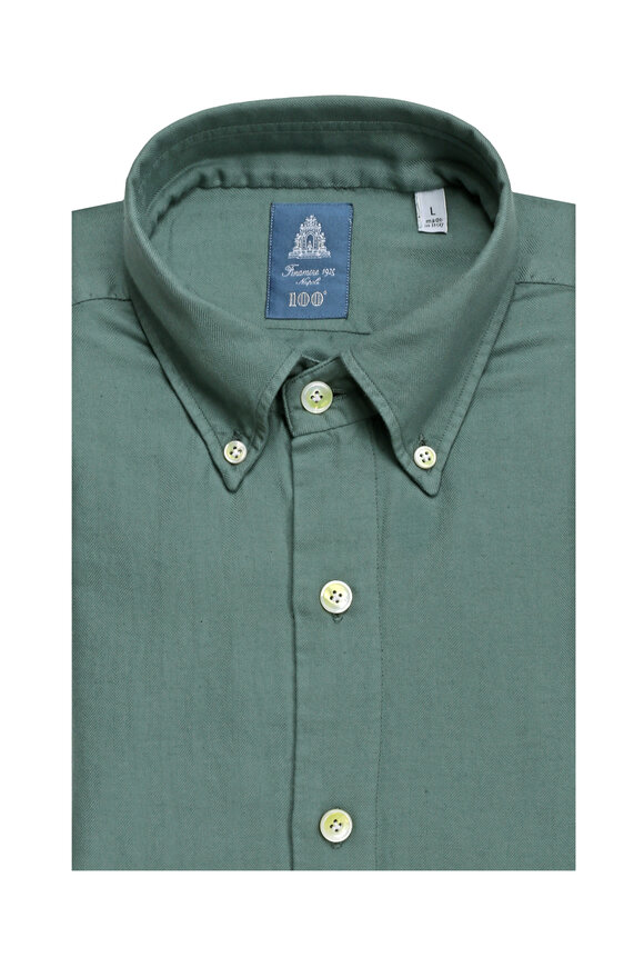 Finamore Green Cotton Sport Shirt