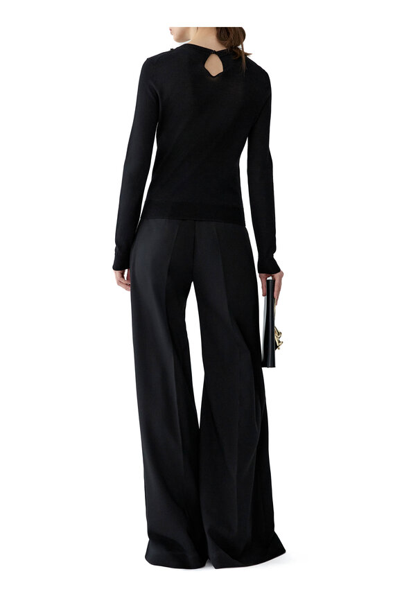 Carolina Herrera Black Embellished Wool & Silk Sweater - view 3