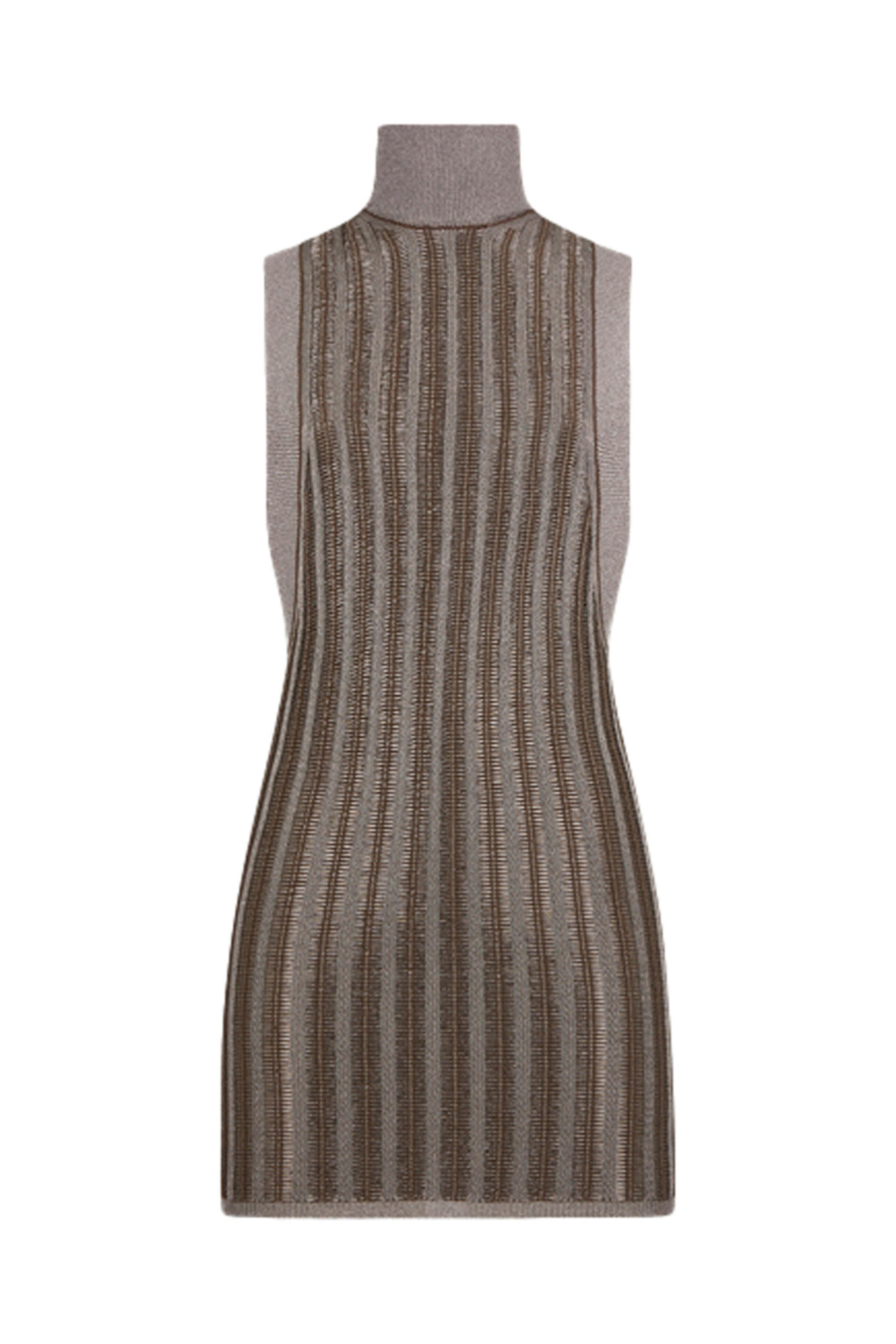 Tom Ford - Metallic Olive Ribbed Turtleneck Mini Dress