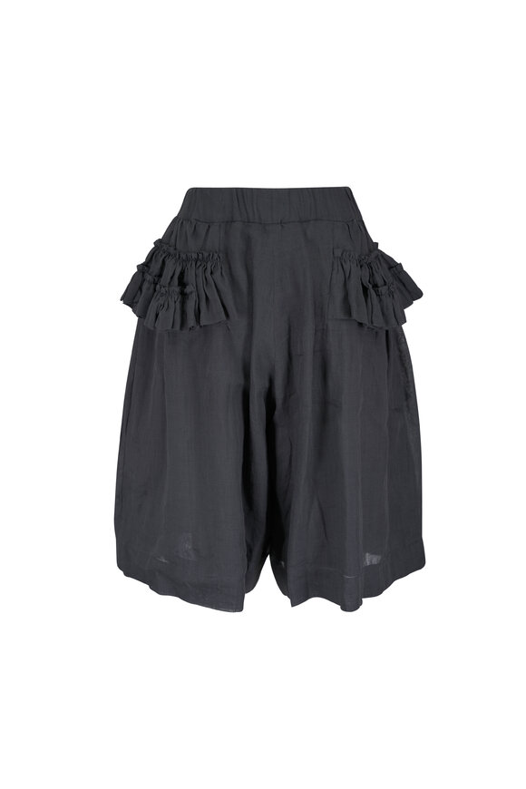 Dries Van Noten Pacuna Black Wide Leg Ruffled Shorts - view 3