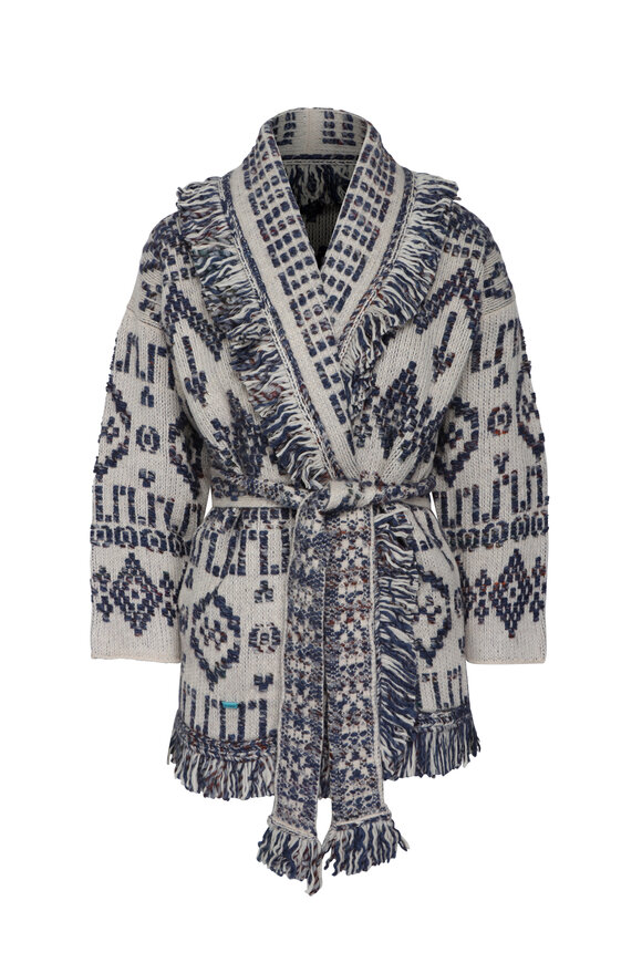 Alanui Grunge Beat Chalk & Denim Cardigan