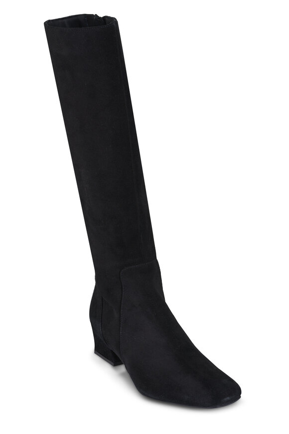 Aquatalia Serafina Black Suede Tall Boot, 30mm - view 1