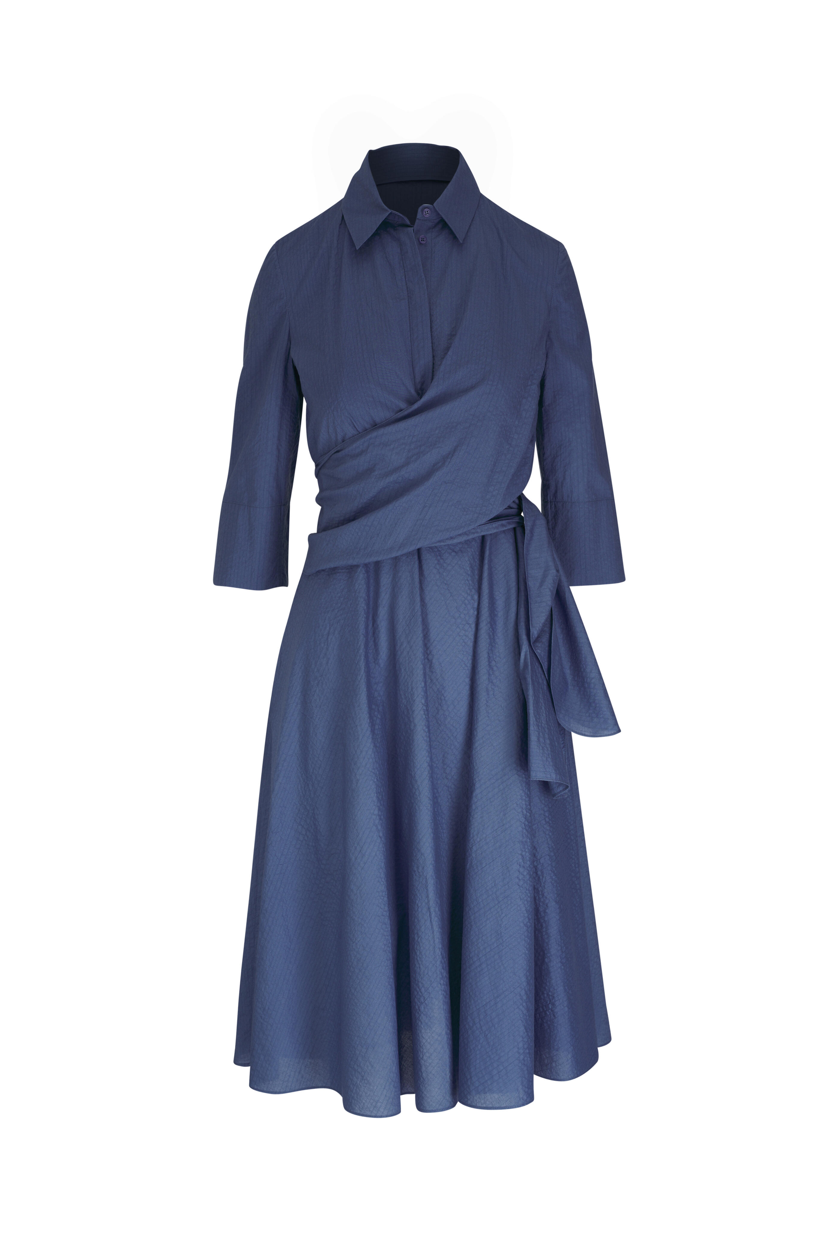 独創的 - Punto Akris Seersucker Dress Wrap Cotton Blue Smokey トップス