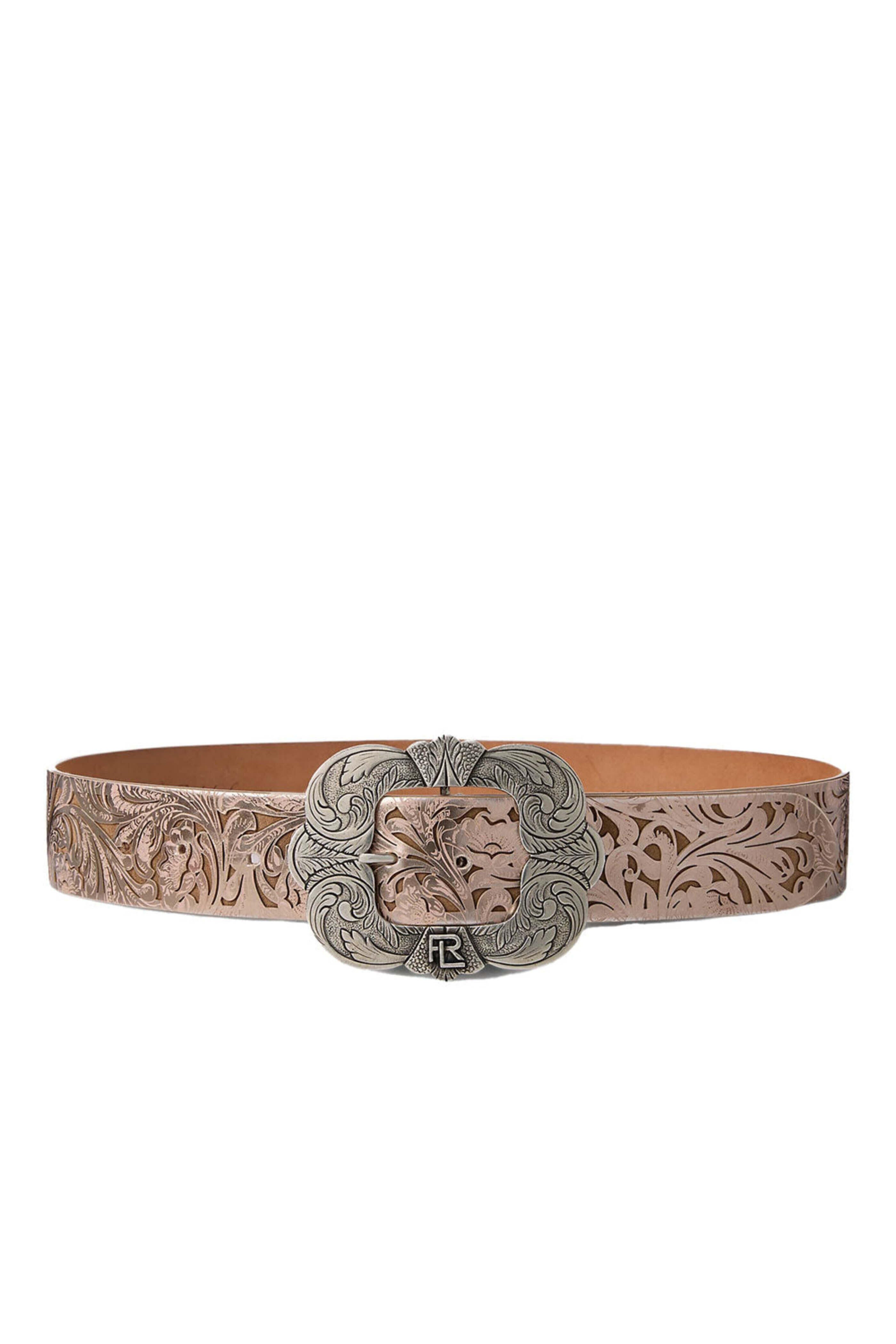 Ralph Lauren - Tooled-Buckle Calfskin Leather Belt in Bronze display picture 2