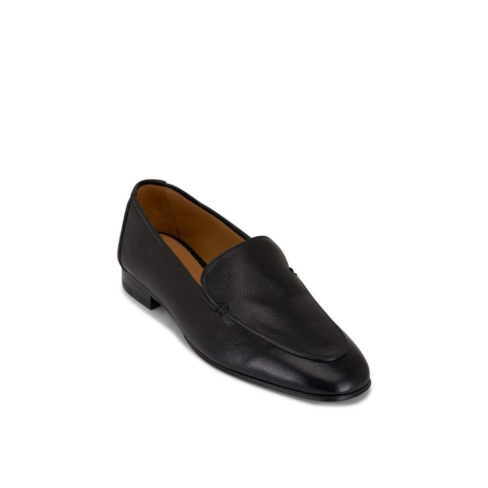 The Row - Adam Black Textured Leather Loafer