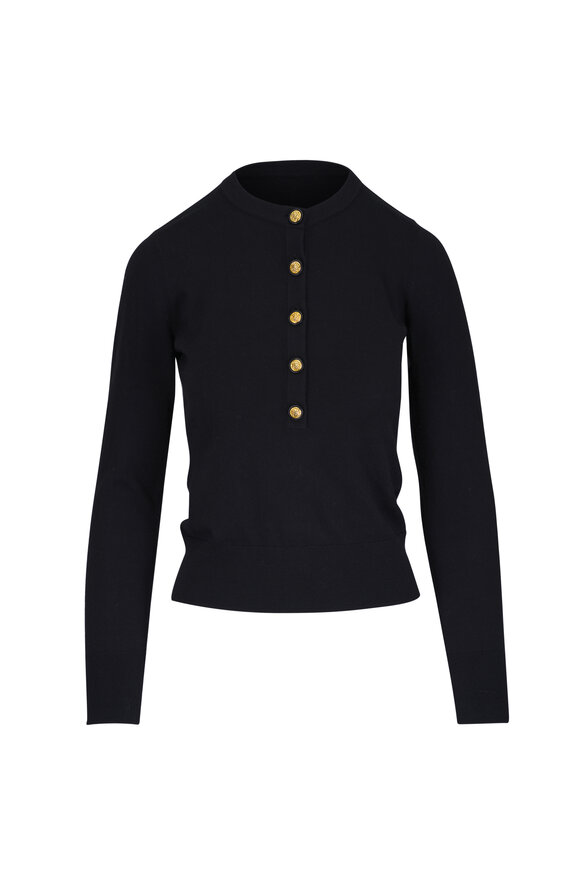 L'Agence Ronda Black Knit Henley