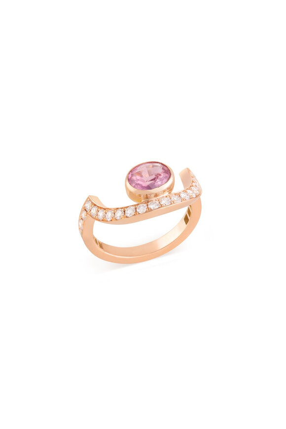 Clara Chehab Irene Pink Half Moon Ring - view 2