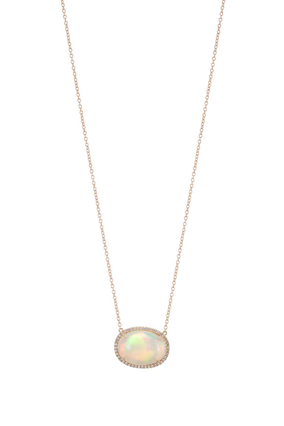 Kai Linz - Iridescent Opal & Diamond Halo Necklace