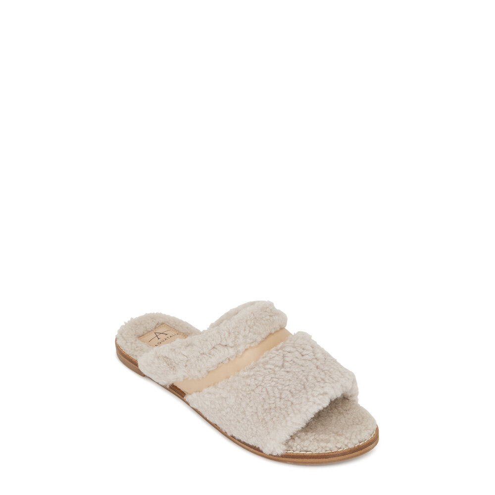 Aquatalia Alina Natural Shearling Leather Slippers