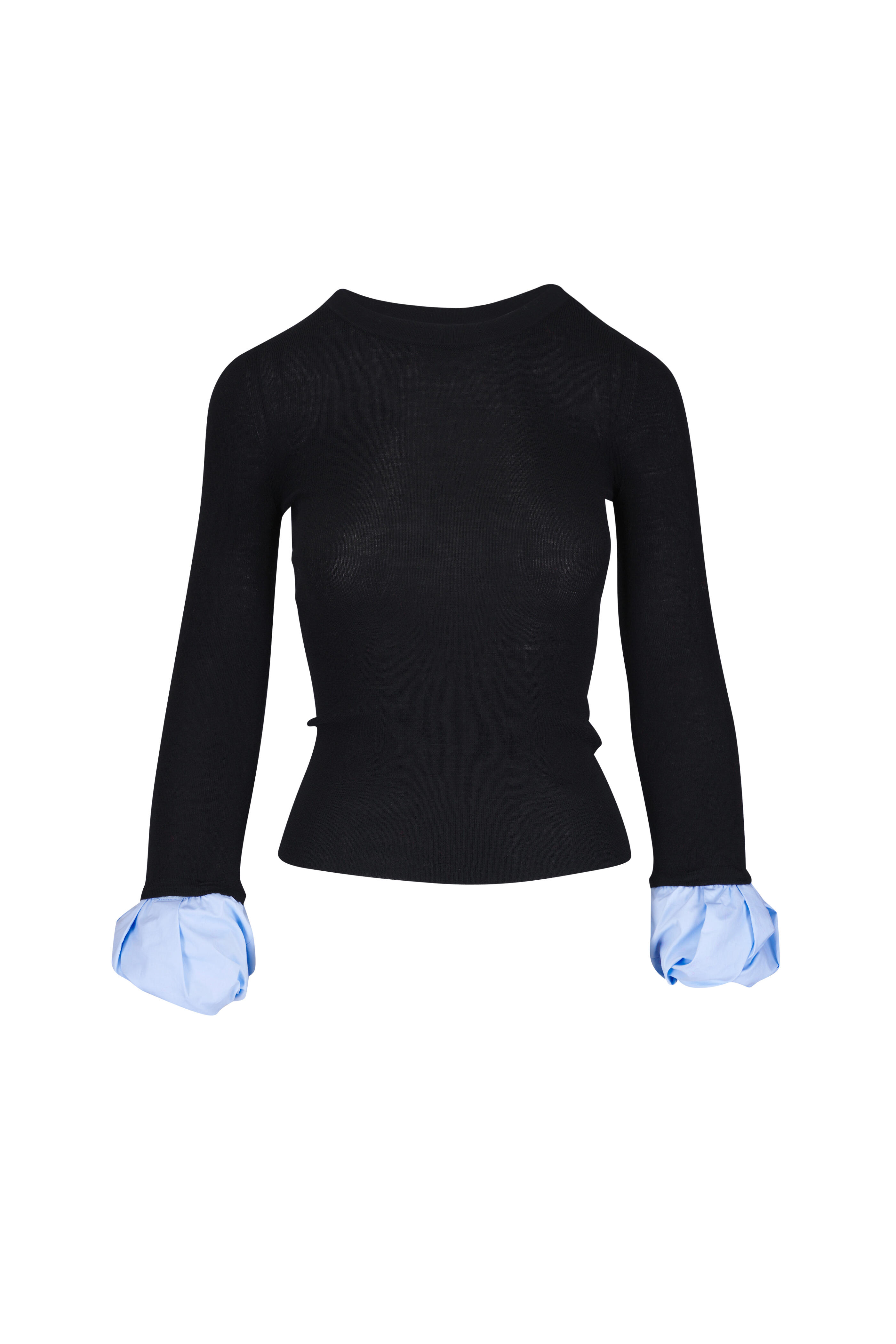 Dorothee Schumacher - Chic Merino Black & Blue Mixed Media Top