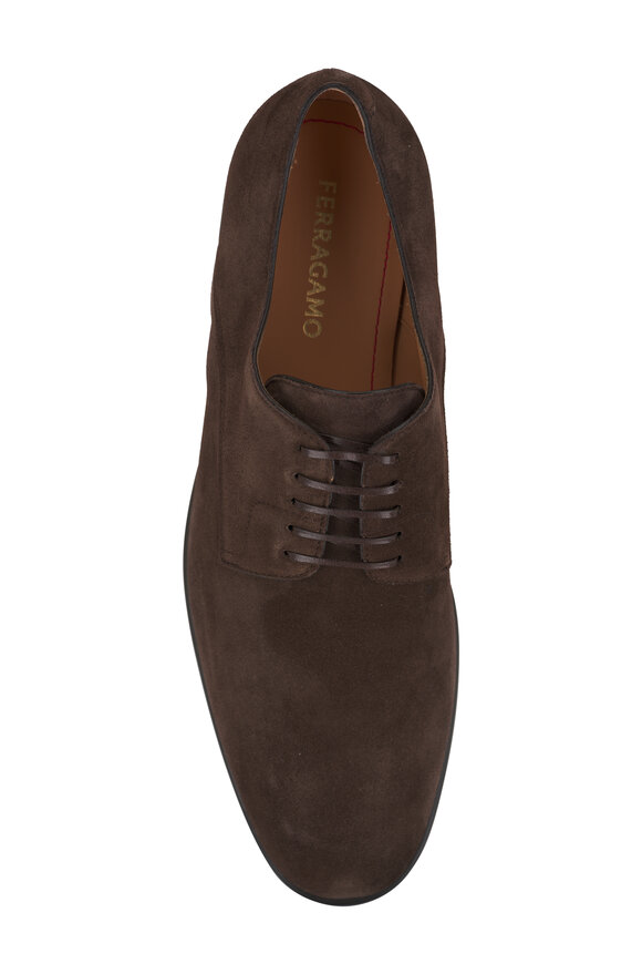 Ferragamo - T Moro Dark Brown Suede Lace Up Shoe 