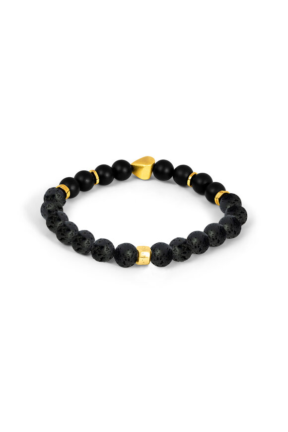 Tateossian - Smooth Black Agate Stretch Bracelet