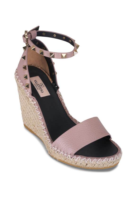 Valentino Garavani Poudre Rockstud Espadrille Wedge, 105mm