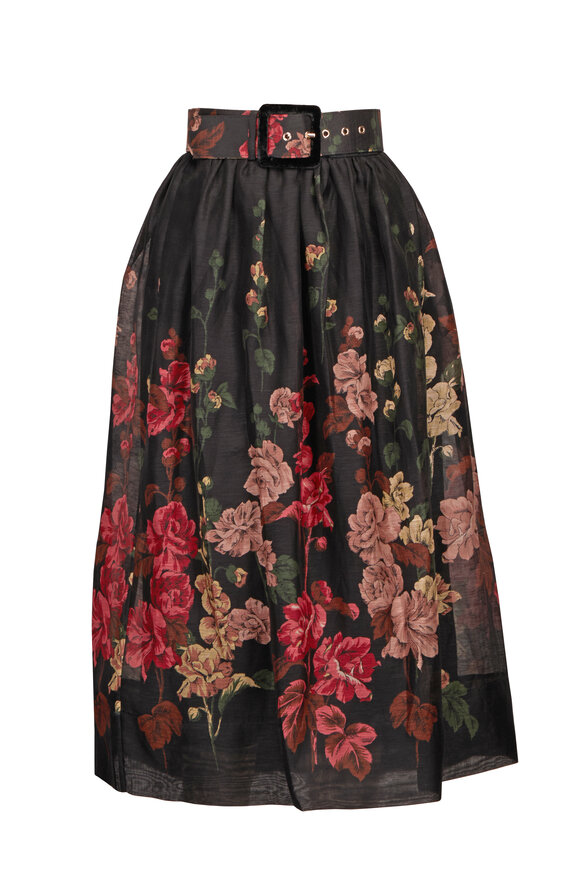 Cara Cara Alba Black Foral Midi Skirt - view 1