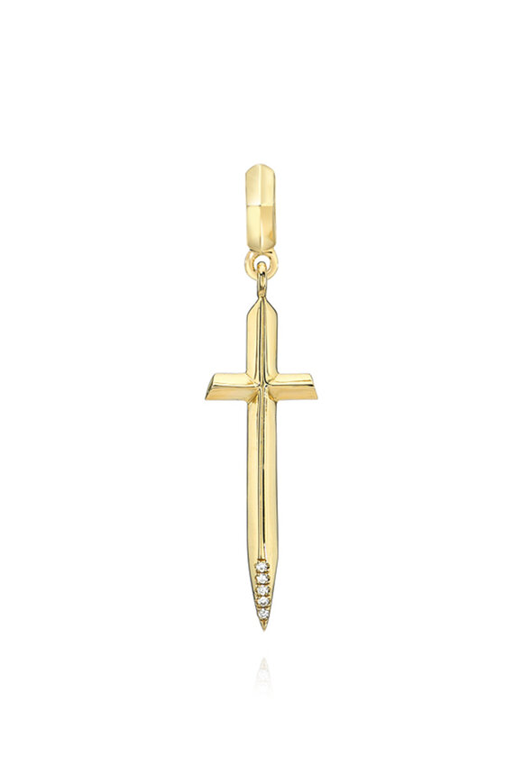 Dru 14k Yellow Gold Diamond Dagger Charm