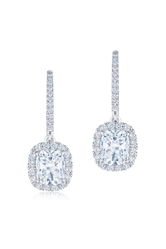 Kwiat Platinum Cushion Diamond Silhouette Drop Earring - view 1