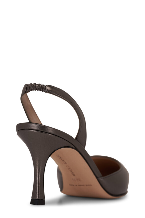 Manolo Blahnik - Carolyne Graphite Leather Slingback Pump, 70mm