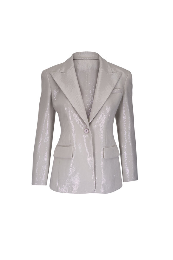 Giorgio Armani - Pink Pleated Tulle Zip Front Silk Blazer