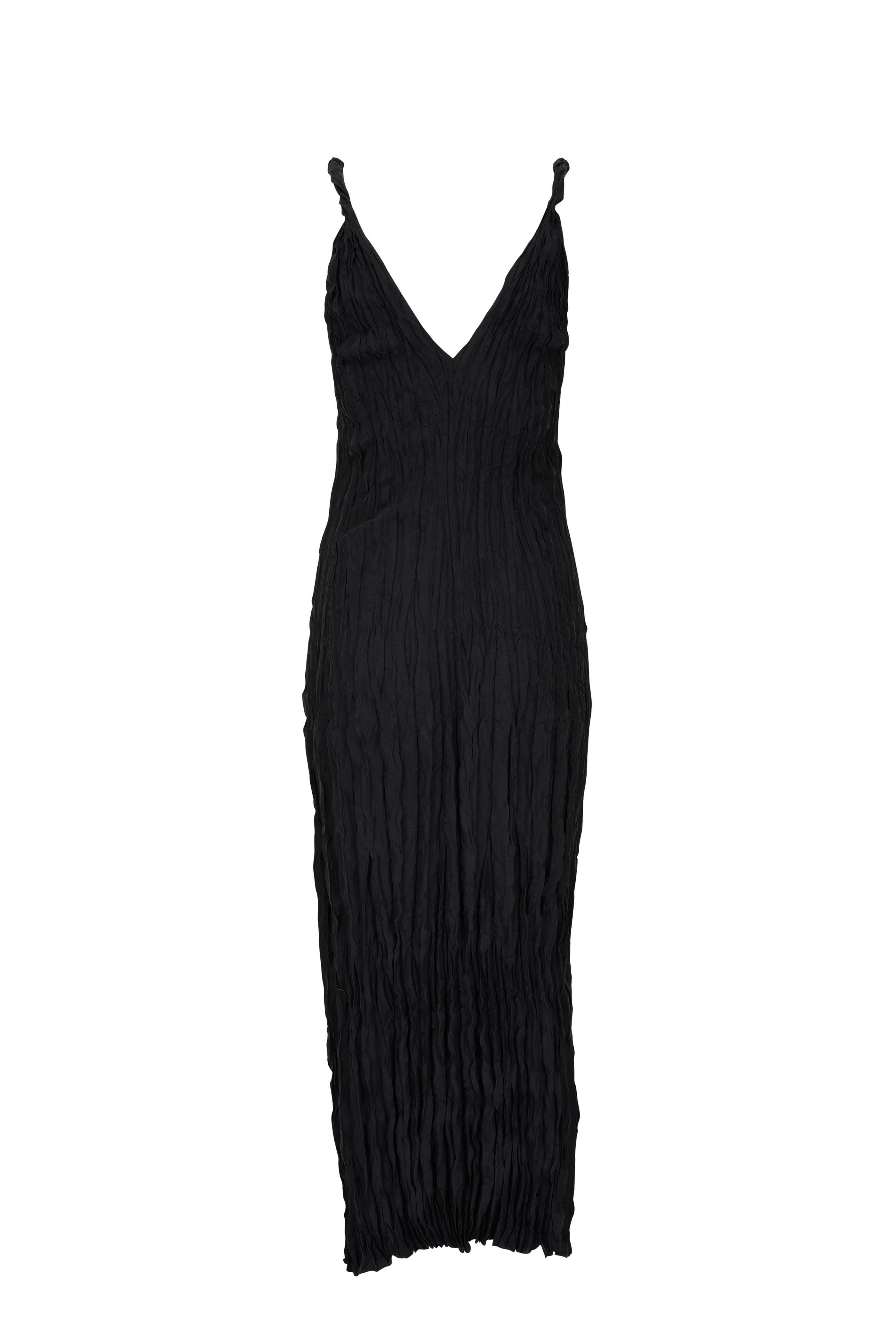 Totême - Black Twist-Strap Crinkled Silk Dress | Mitchell Stores