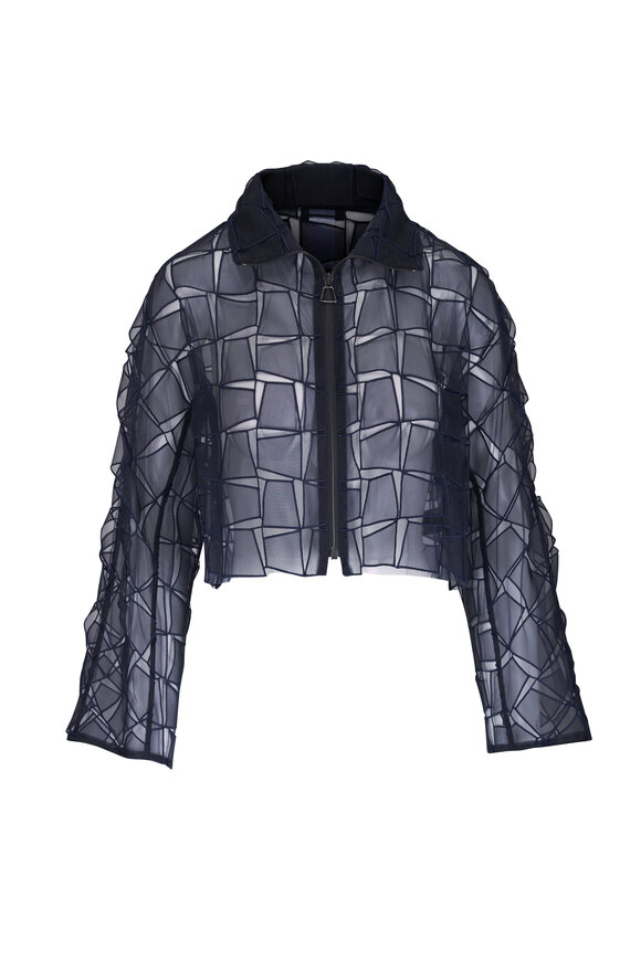 Akris Mimi Navy Blue Organza Trapezoid Jacket - view 1