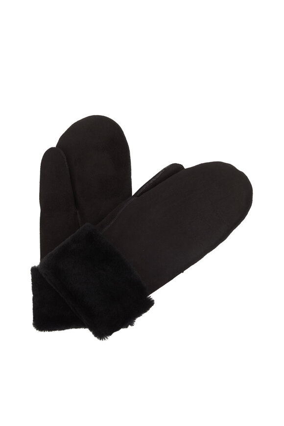 Viktoria Stass - Black Shearling Mittens