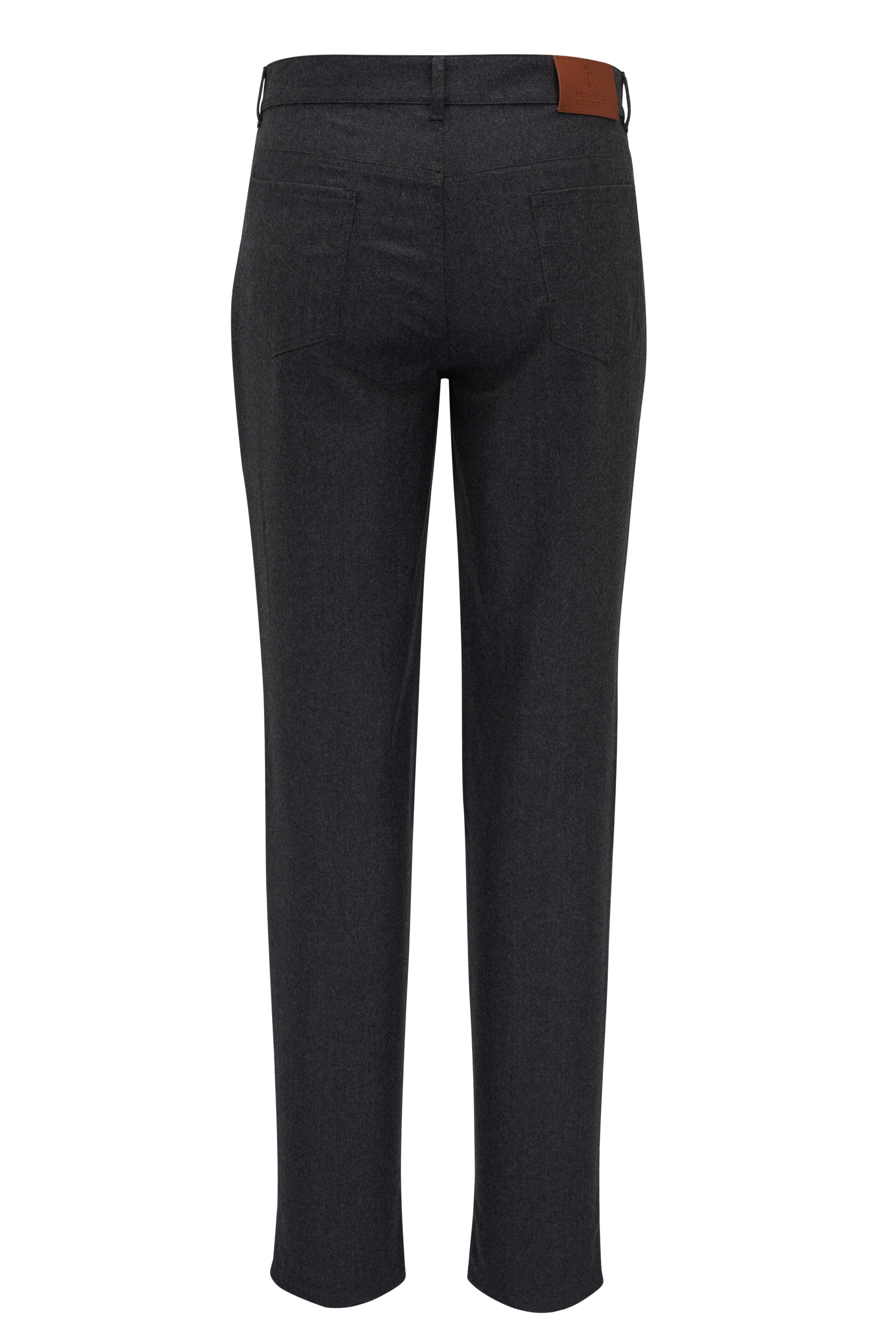 Brunello Cucinelli - Dark Gray Wool Flannel Five Pocket Pant