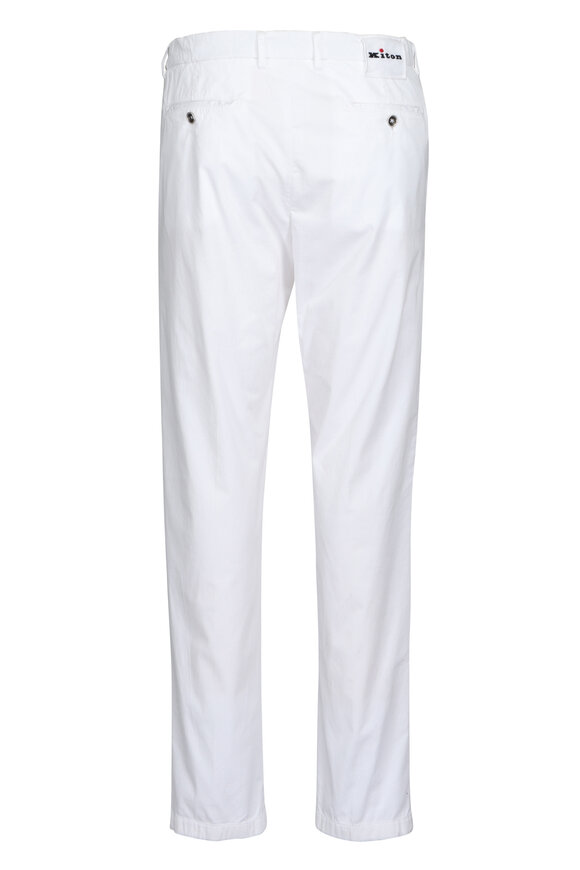 Kiton White Stretch Casual Poplin Pant - view 2