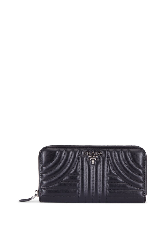 Prada - Black Quilted Leather Zip Continental Wallet 