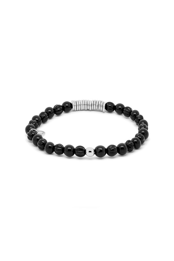 Tateossian - Black Agate Beaded Stretch Bracelet