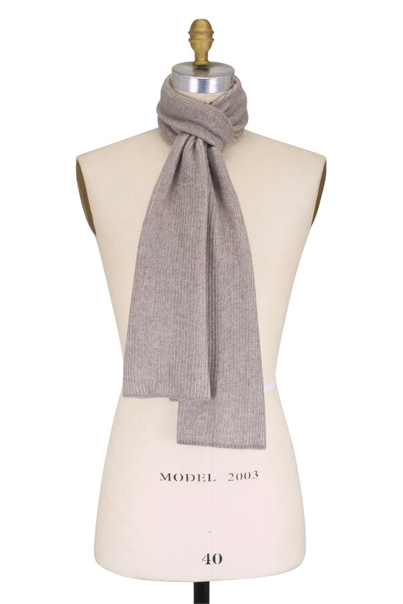 Brunello Cucinelli Taupe Vanise Cashmere Scarf - view 1