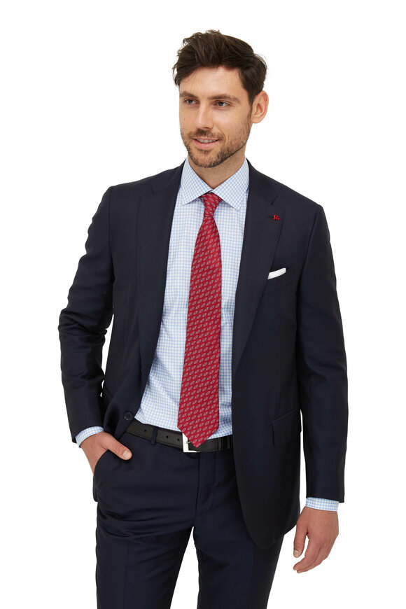 Isaia - Aquaspider Navy Wool Basic Suit