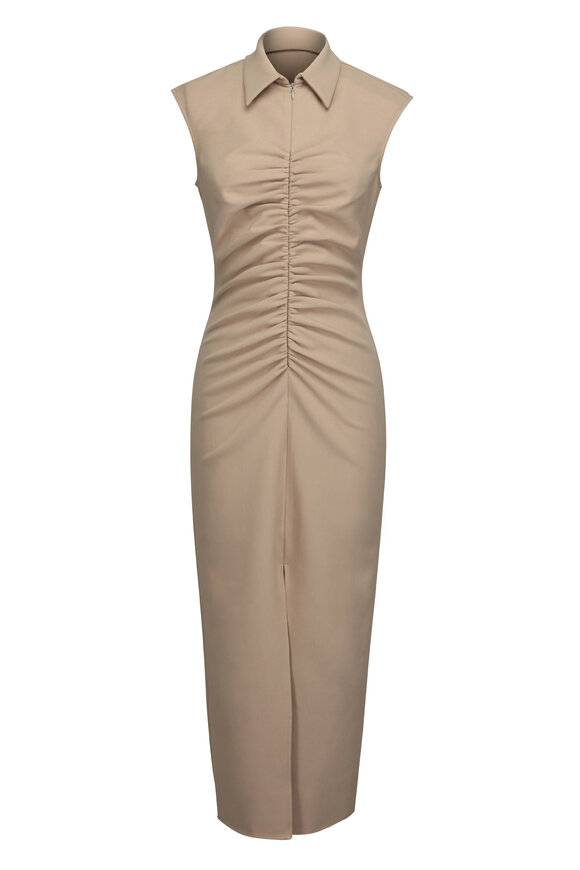 Theo The Label Thetis Elcpise Taupe Ruched Midi Dress - view 1