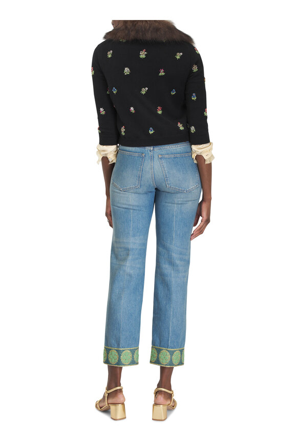 Valentino - Medium Blue Embroidered Hem Jean