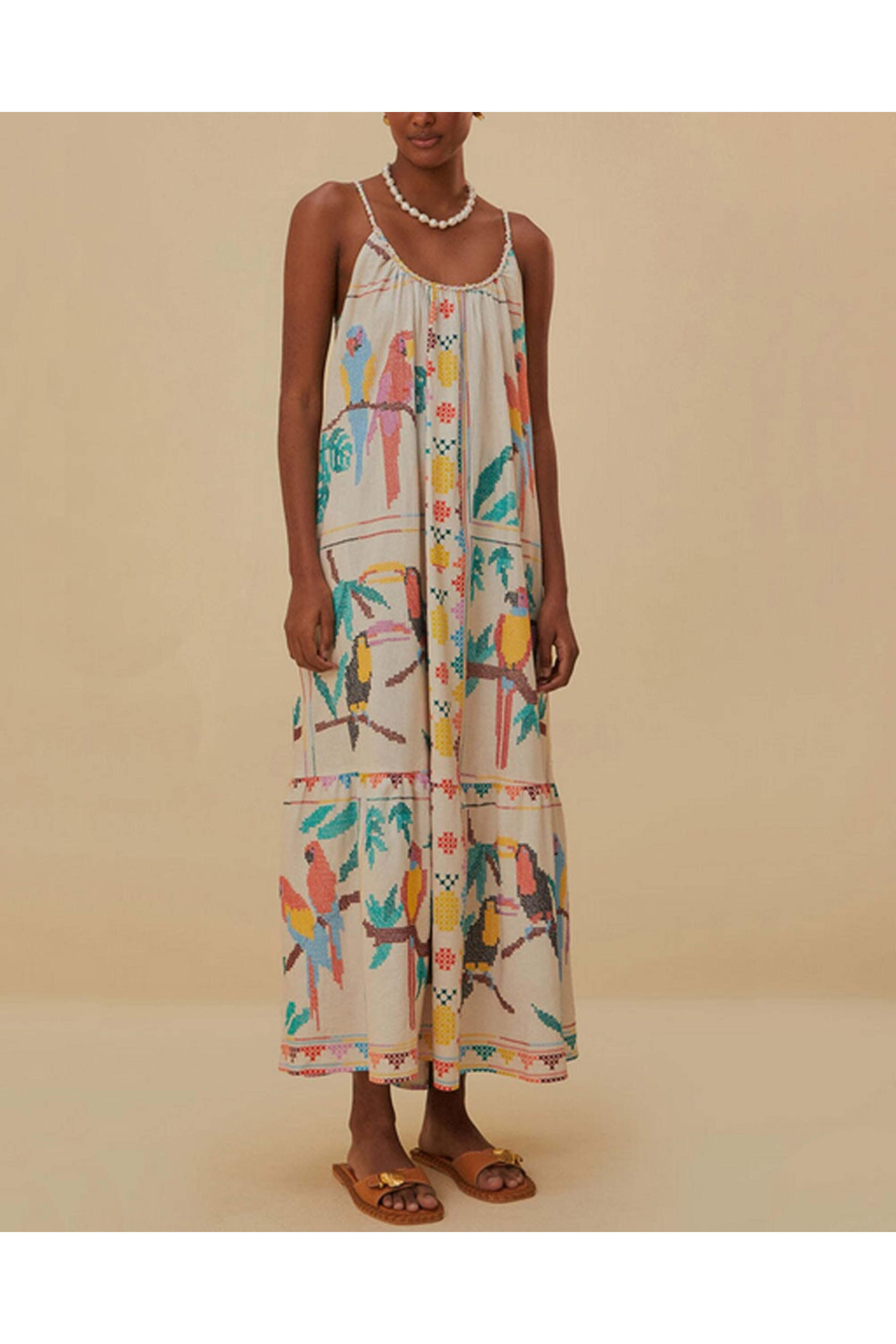 Farm Rio - Bird Scarf Maxi Dress