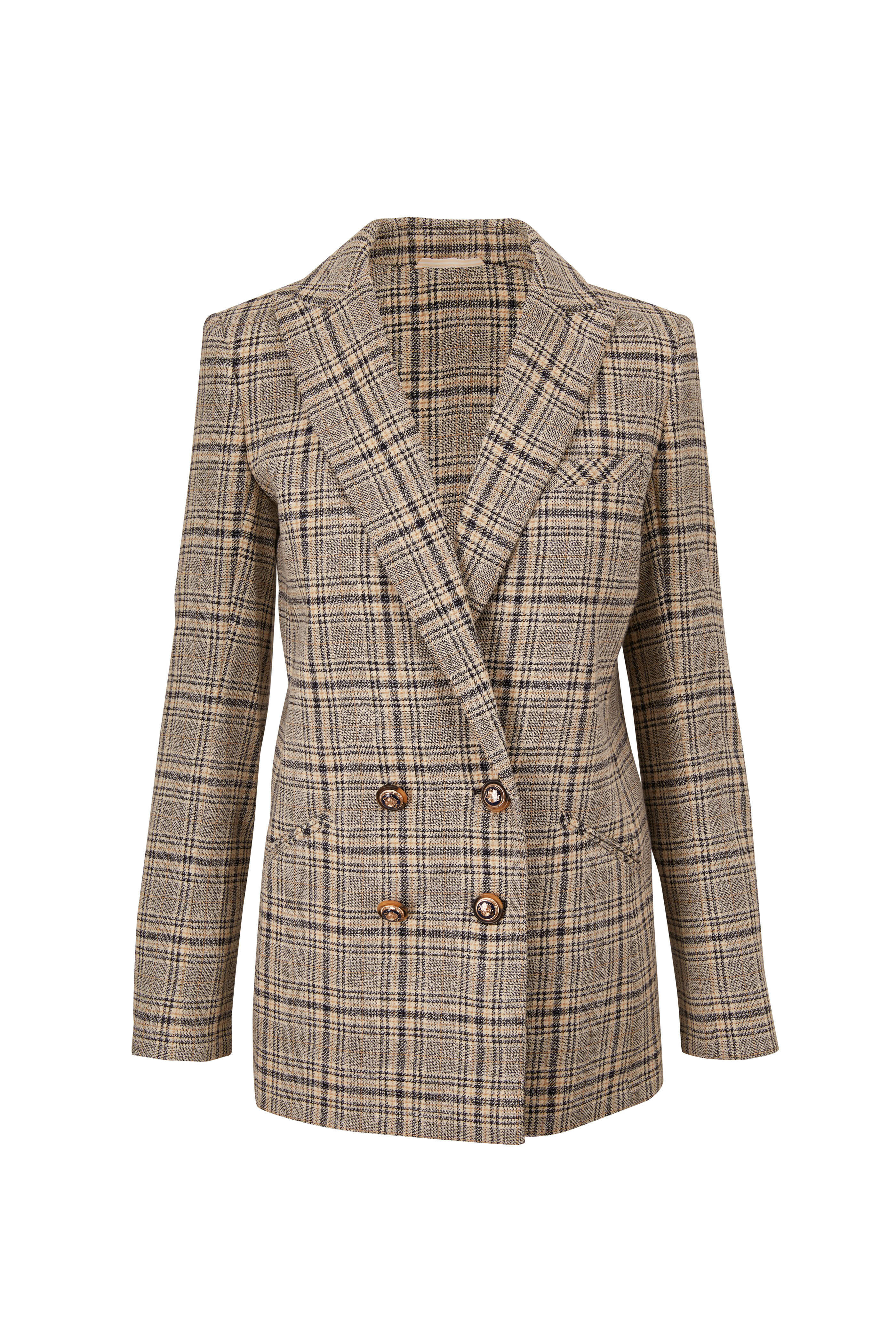 Veronica Beard - Oria Navy Check Double-Breasted Dickey Jacket