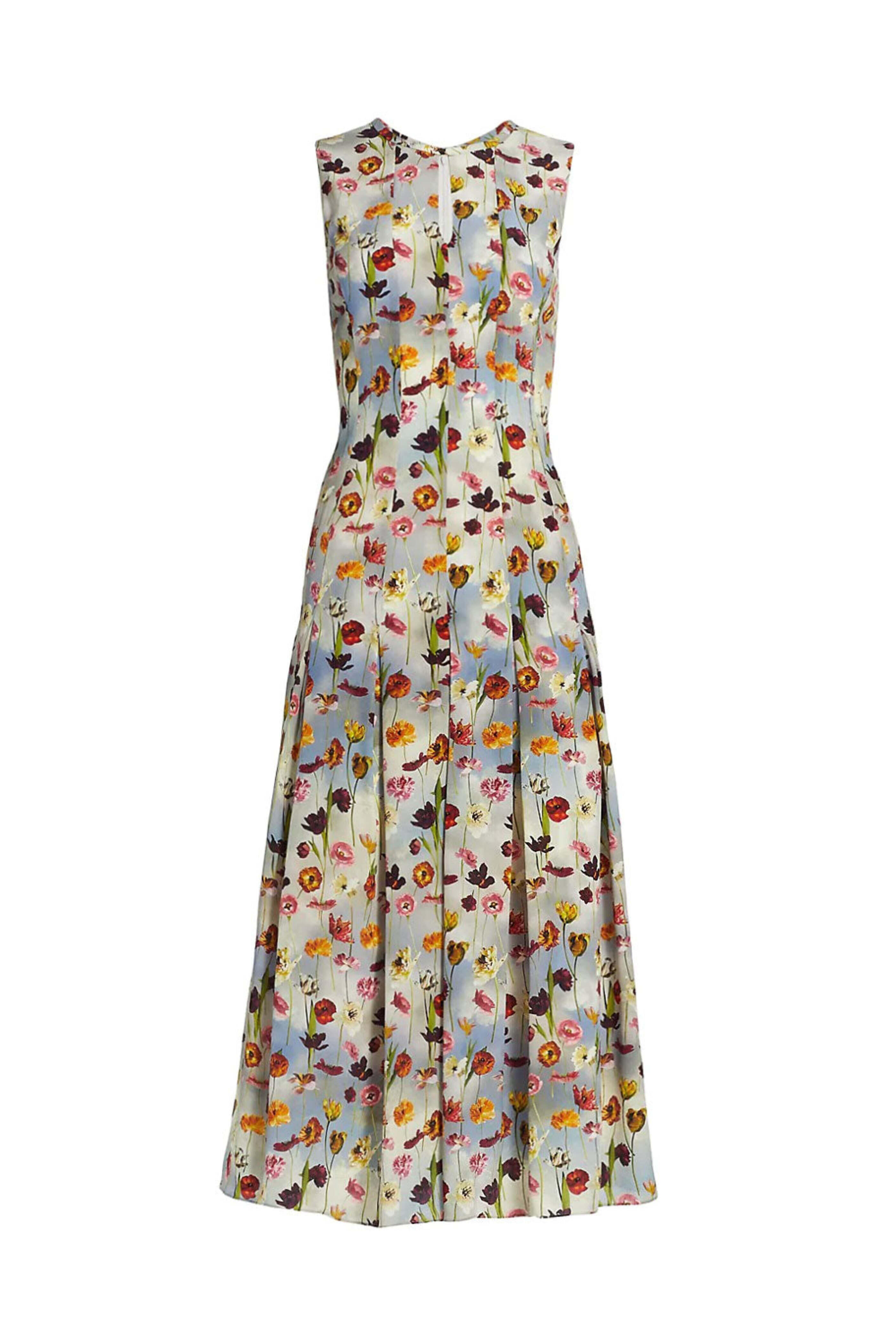 Oscar de la Renta - Topaz Floral Sleeveless Midi Dress