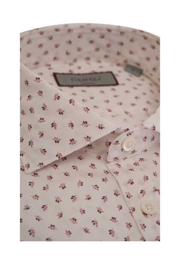 Canali - Pink Floral Print Cotton Sport Shirt 