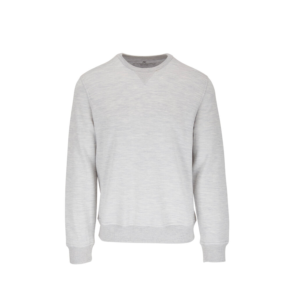 Brunello Cucinelli - Light Gray Cotton & Silk Crewneck Sweatshirt