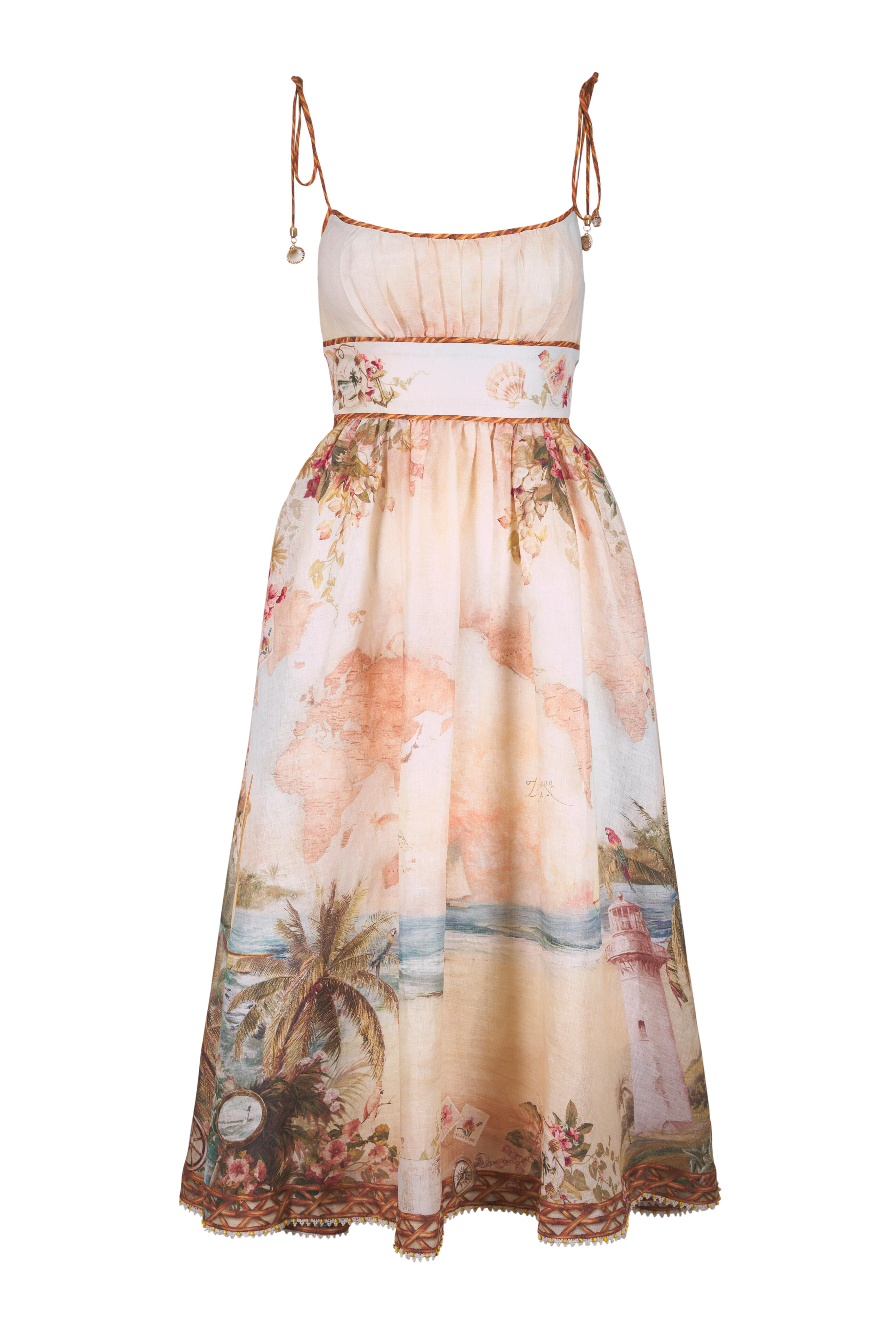 Zimmermann - Mahon Island Map Blue Picnic Linen Dress - view 1