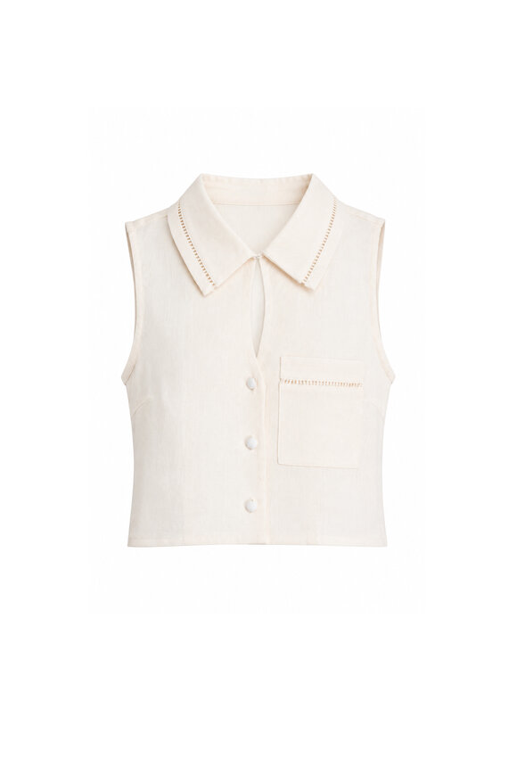 Hevron Rosalie Ivory Linen Tank - view 1
